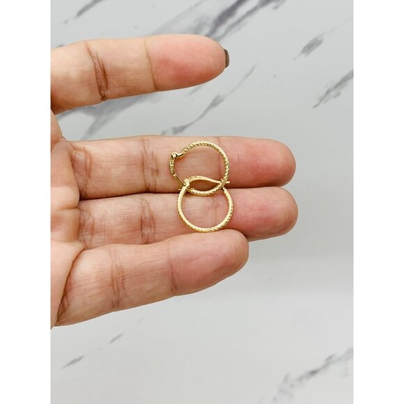 ❤️ Real 14k Gold Hoop Earrings❤️ Diamond cut finish ❤️ 15 millimeters